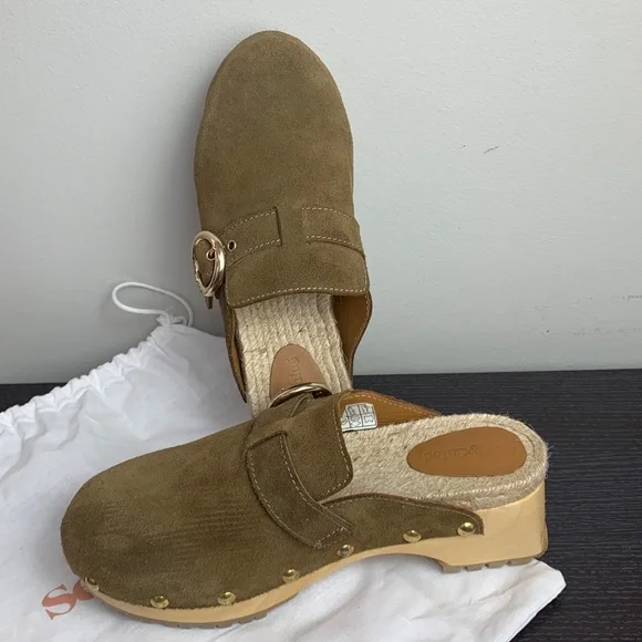 See by Chloé Vivienne Clog Mule in Khaki Suede EU 38 - Picture 2 of 10